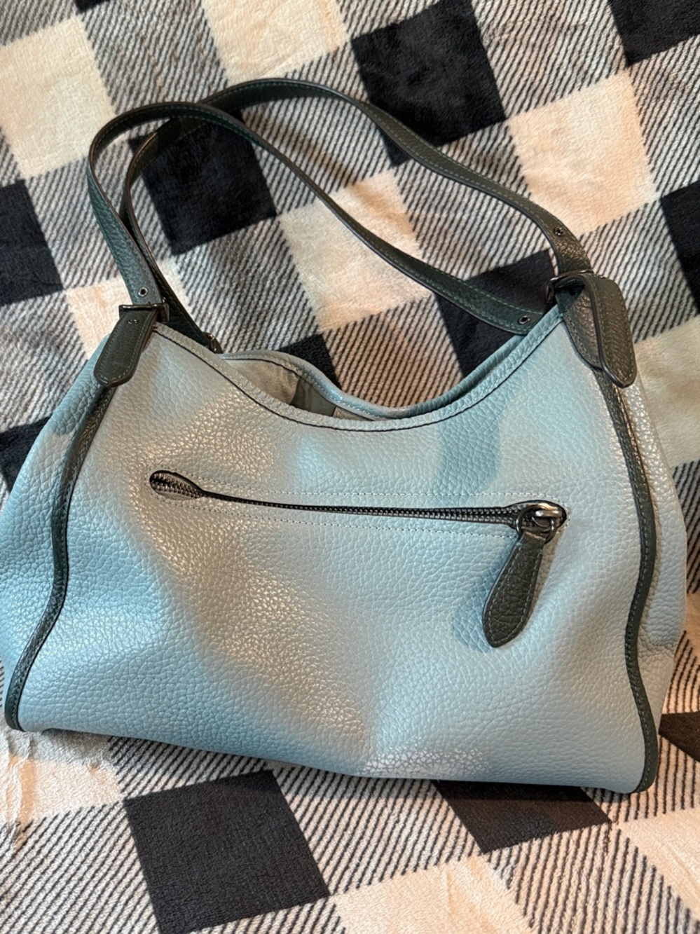 Coach Pebbled Leather Shoulder Bag - Light Blue